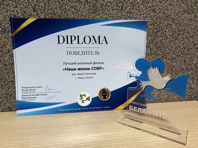 Творческий проект, посвященный пермскому СОБР «Стрелец», завоевал на Всероссийском кинофестивале «Белая птица» номинацию «Лучший военный фильм» 